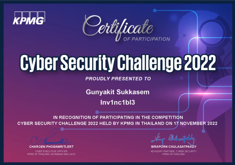 KPMG Cyber Security Challenge 2022 · screenshot 1